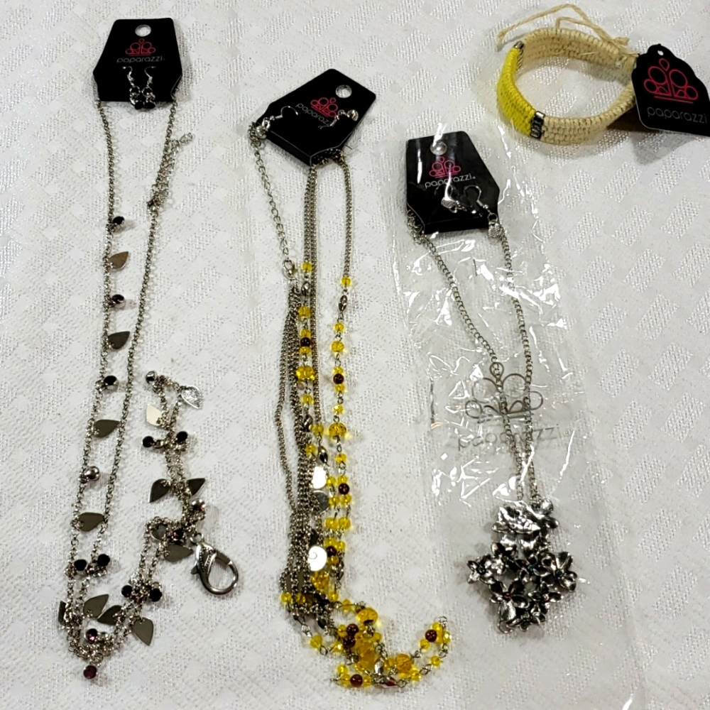 Three sets Paparazzi Necklace & Earrings sets One Bracelet